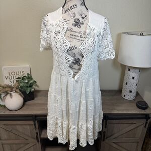 Jen's Pirate Booty Mini Babydoll Dress/Coverup Sz S  Sheer Festival Boho Indie